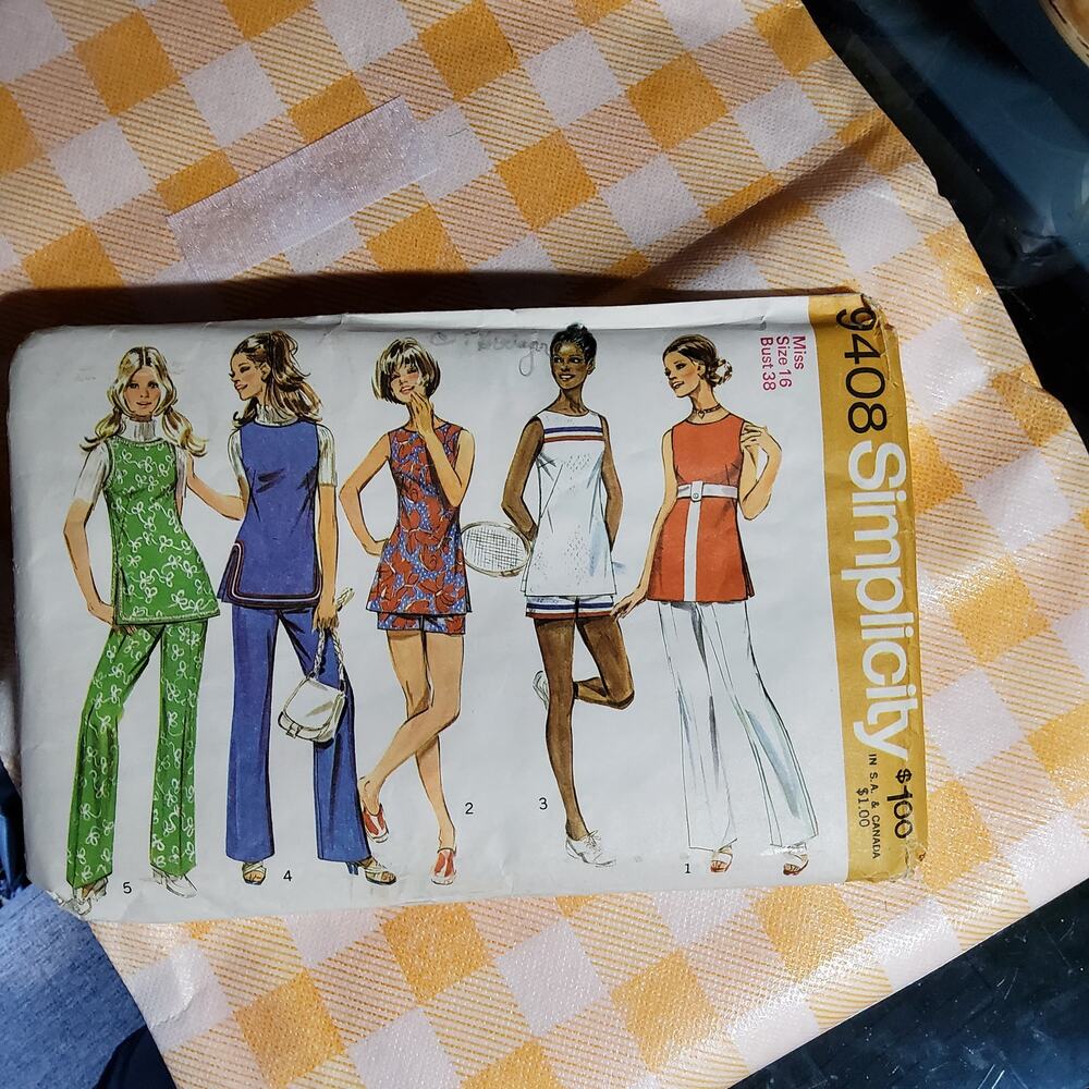 Vintage 1971 simplicity 9408  tunic shorts pants pattern size 16